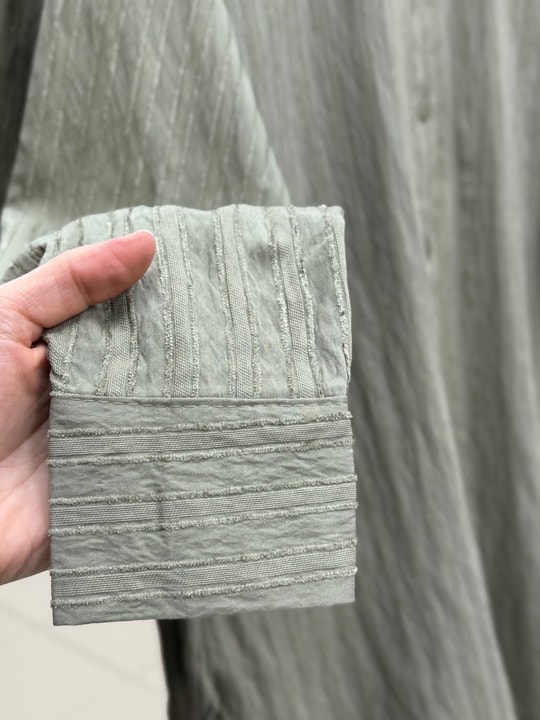 Çiğdem Çizgili Keten Karışımlı Oversize Kadın Gömlek-ZN1174 Mint
