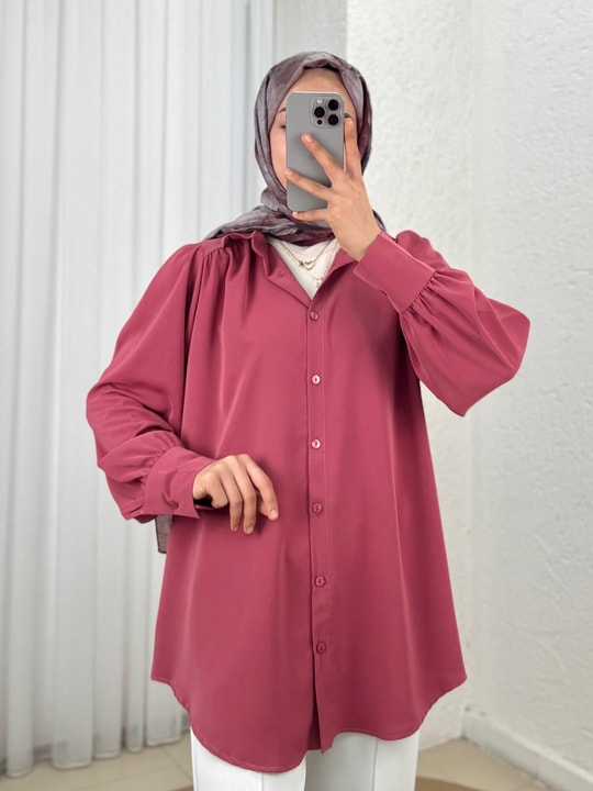 Çilay Uzun Jessica Gömlek-HK011 Gül Kurusu