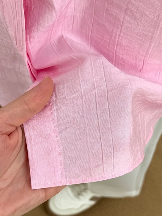Çilek Omuz Büzgülü Gizli Patlı Balon Kol Gömlek-NA769 Pembe