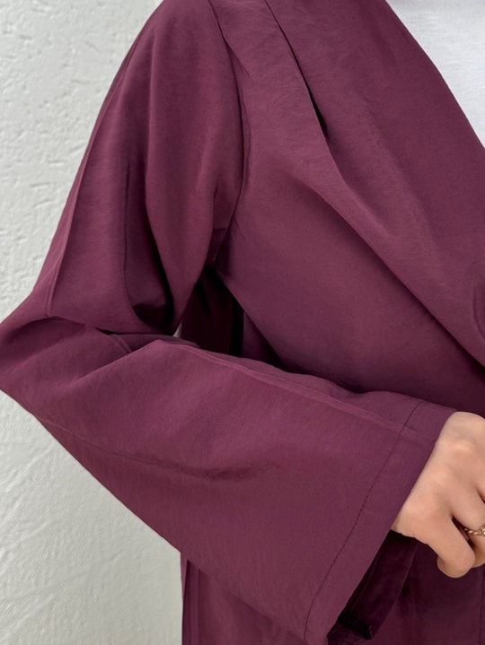 Cıvıl Şallı Ceketli Pantolonlu Modal Takım-MF258 Bordo