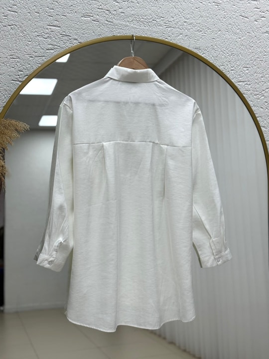Deva Tek Cepli Oversize Cupra Gömlek-Çİ334.13 Ekru