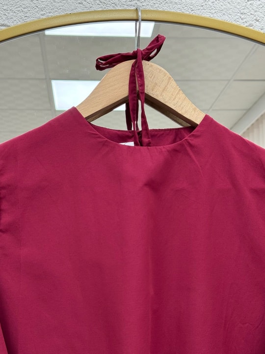 Dilsu Geniş Kol Altı Asimetrik Bluz-SS13188 Bordo