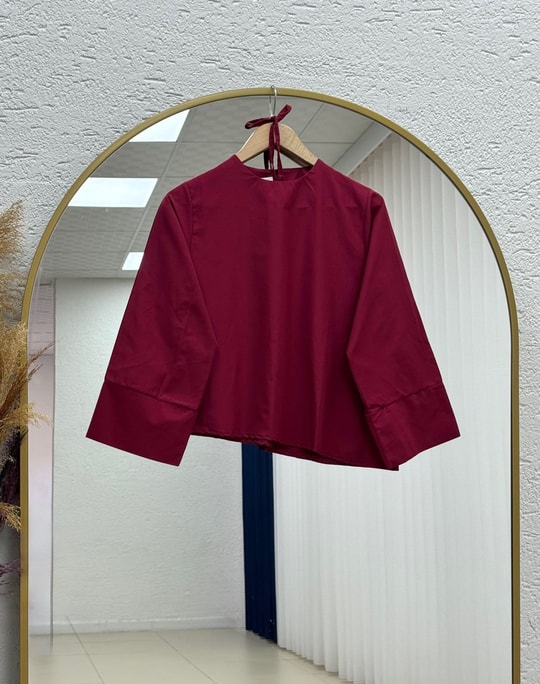 Dilsu Geniş Kol Altı Asimetrik Bluz-SS13188 Bordo