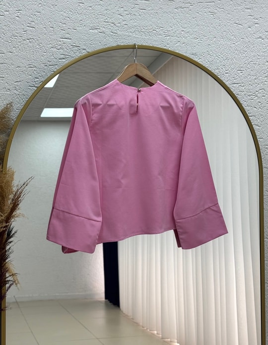 Dilsu Geniş Kol Altı Asimetrik Bluz-SS13188 Pembe