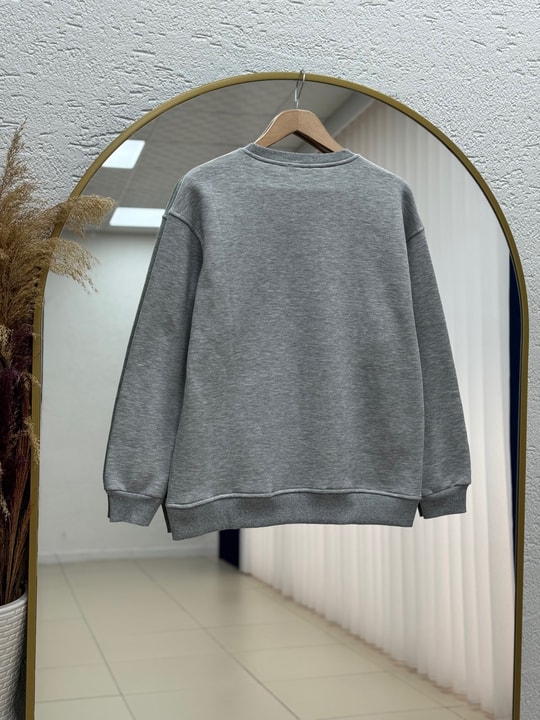 Ece Bisiklet Yaka Üç İp Sweat-Zİ3137 Gri
