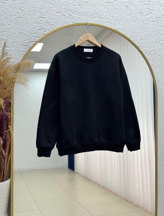 Ece Bisiklet Yaka Üç İp Sweat-Zİ3137 Siyah