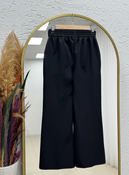 Elanur Çımalı İspanyol Paça Pantolon-MT4722 Siyah