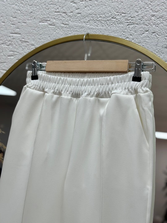 Elanur Çımalı İspanyol Paça Pantolon-MT4722 Beyaz