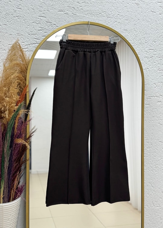 Elanur Çımalı İspanyol Paça Pantolon-MT4722 Kahve