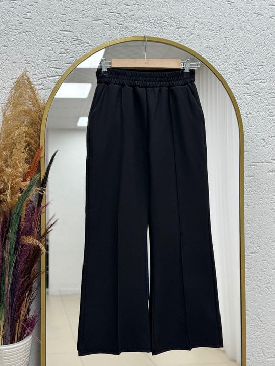 Elanur Çımalı İspanyol Paça Pantolon-MT4722 Siyah