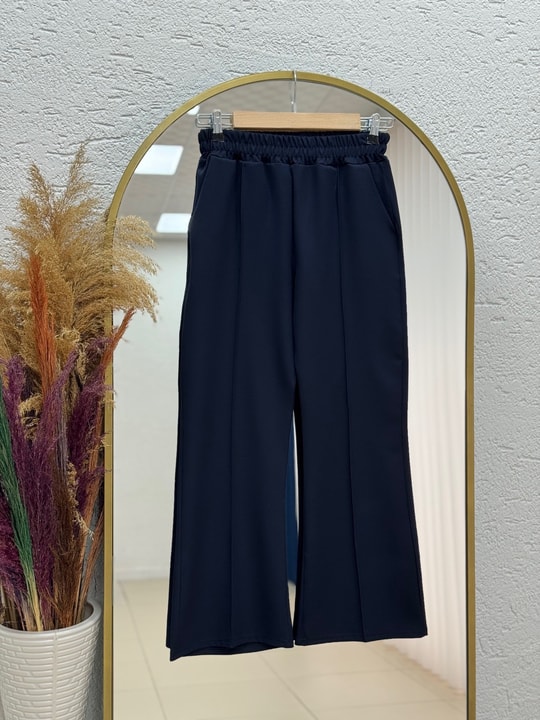 Elanur Çımalı İspanyol Paça Pantolon-MT4722 Lacivert