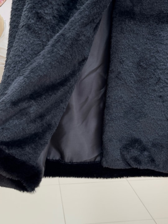 Elham Kemerli Peluş Yelek-BN8468 Siyah