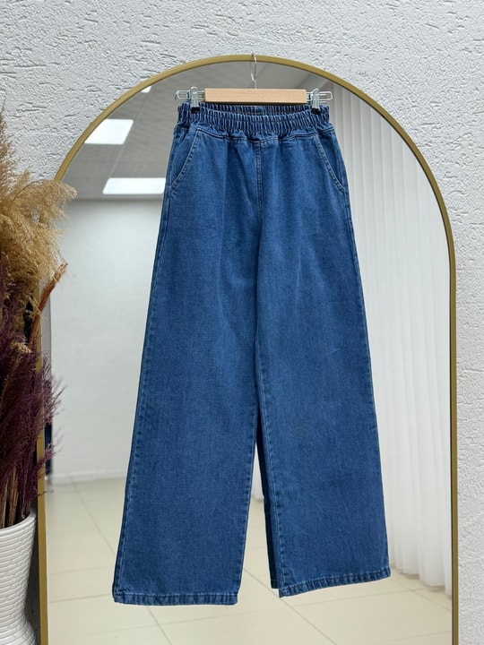 Elifnur Bebe Yaka Pantolonlu Kot Takım-LS5424 Mavi