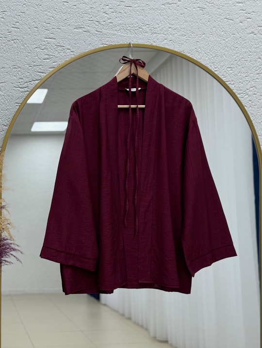 Eliza Geniş Kol Çilek Hırka-AS2444 Bordo