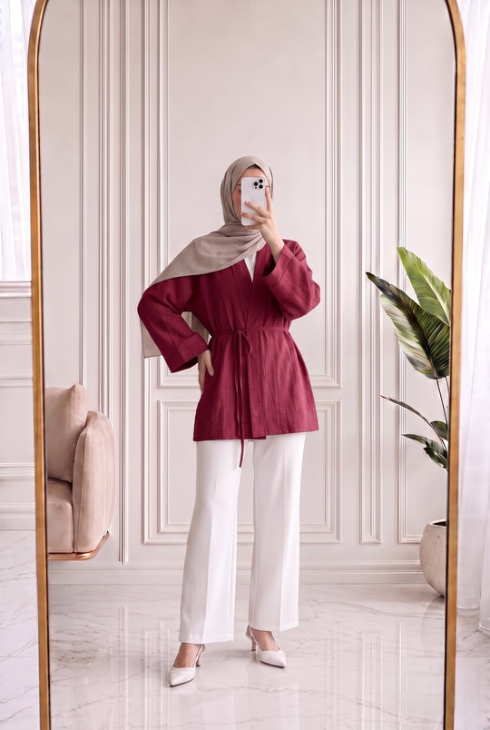 Eliza Geniş Kol Çilek Hırka-AS2444 Bordo