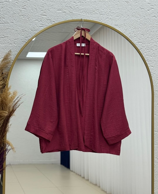 Eliza Geniş Kol Çilek Hırka-AS2444 Bordo