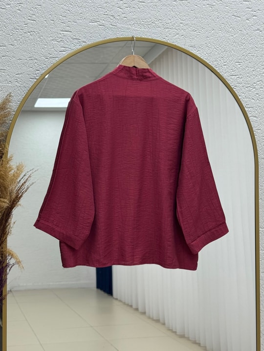 Eliza Geniş Kol Çilek Hırka-AS2444 Bordo