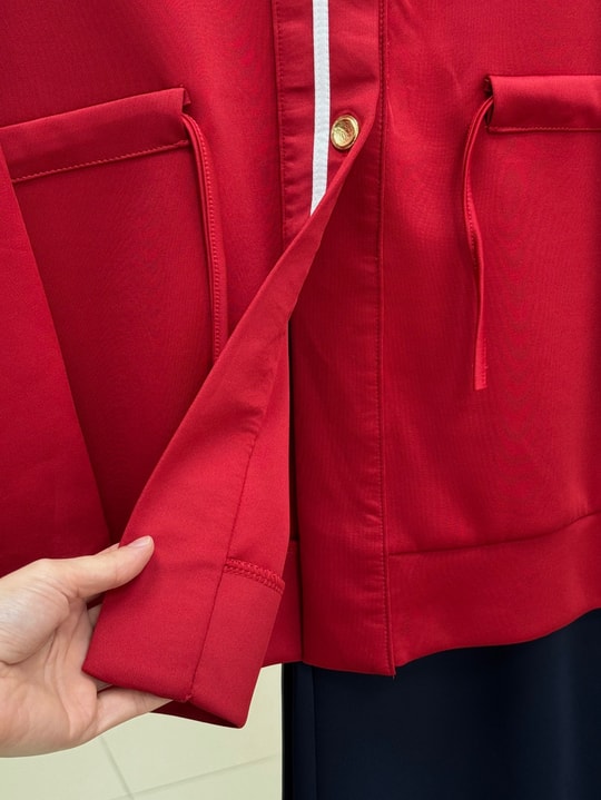 Elvira Gold Düğmeli Şerit Detaylı Pantolonlu Takım-PN3271 Kırmızı