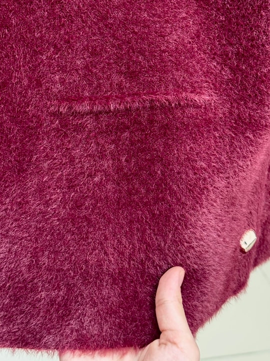 Enuna Gold Düğmeli Angora Yelek-KR5028 Bordo