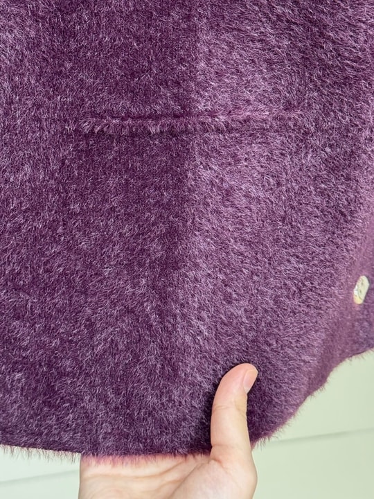 Enuna Gold Düğmeli Angora Yelek-KR5028 Mürdüm