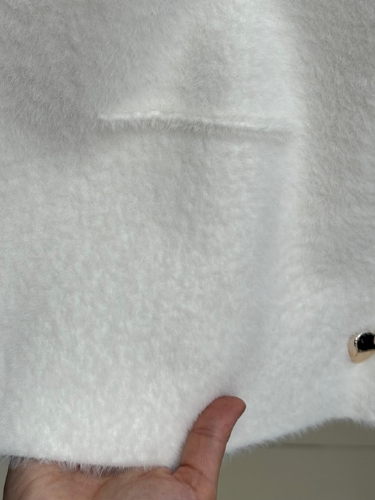 Enuna Gold Düğmeli Angora Yelek-KR5028 Beyaz