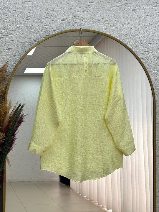 Evsa Oversize Ense Düğmeli Gömlek-NA689 Sarı
