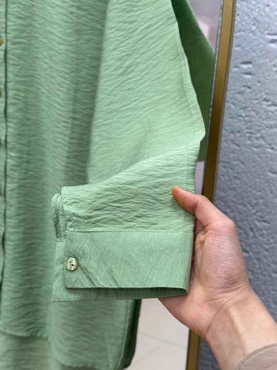 Evsa Oversize Ense Düğmeli Gömlek-NA689 Yeşil