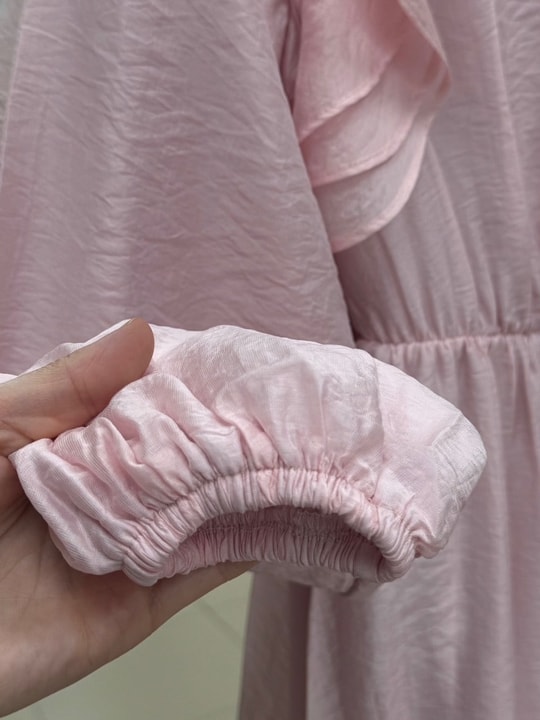 Eyginay Önü Fırfırlı Ve Tokalı Elbise-PA9898 Pembe