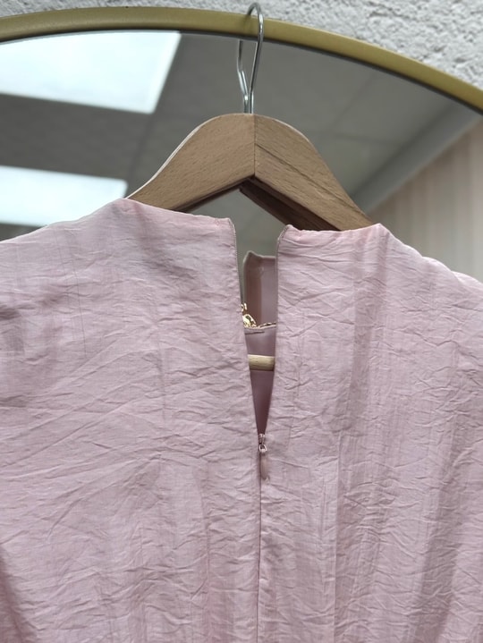 Eyginay Önü Fırfırlı Ve Tokalı Elbise-PA9898 Pembe