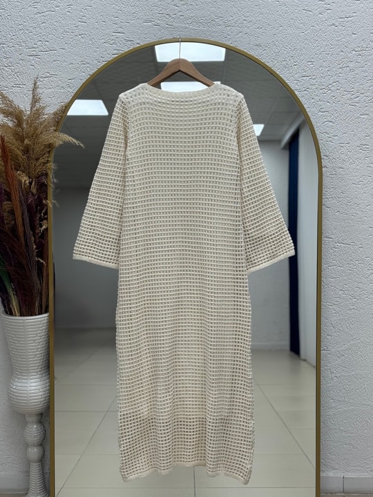 Eylem Ajurlu Kare Elbise-SA70336 Taş