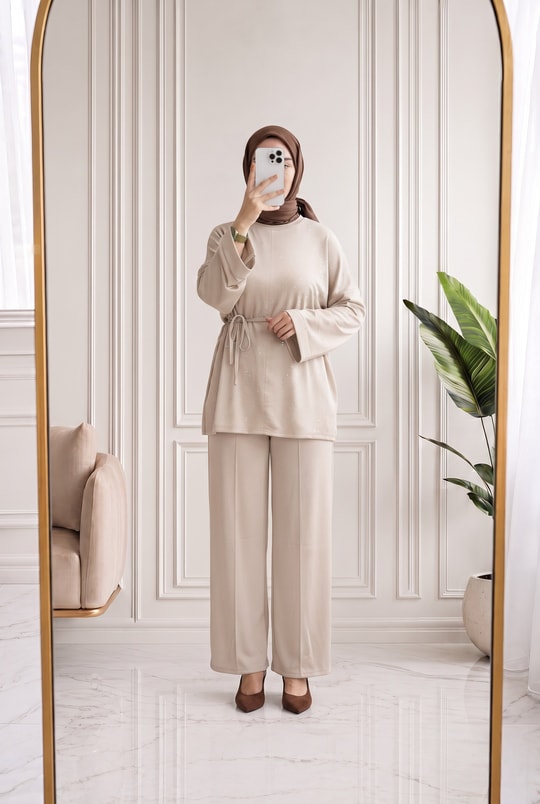 Fallon Tuniği Taşlı Pantolonlu Takım-MA5888 Taş