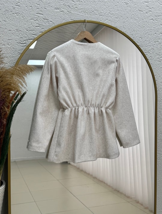 Fatiana Beli Sıkmalı Fox Ceket-BN4549 Ekru
