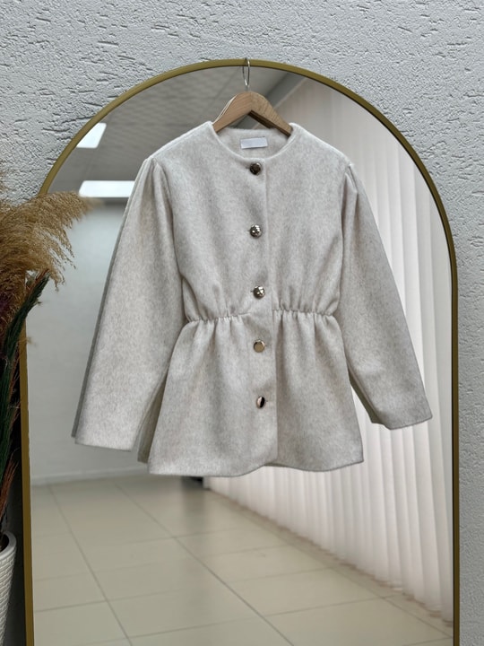 Fatiana Beli Sıkmalı Fox Ceket-BN4549 Ekru