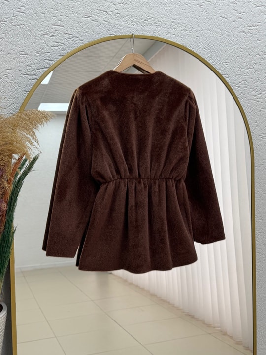 Fatiana Beli Sıkmalı Fox Ceket-BN4549 Açık Kahve