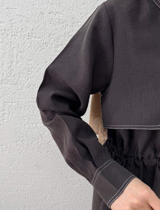 Fazilet Çift Cepli Bolerolu Beli Sıkmalı Pantolonlu Takım-EU3194 Aci Kahve