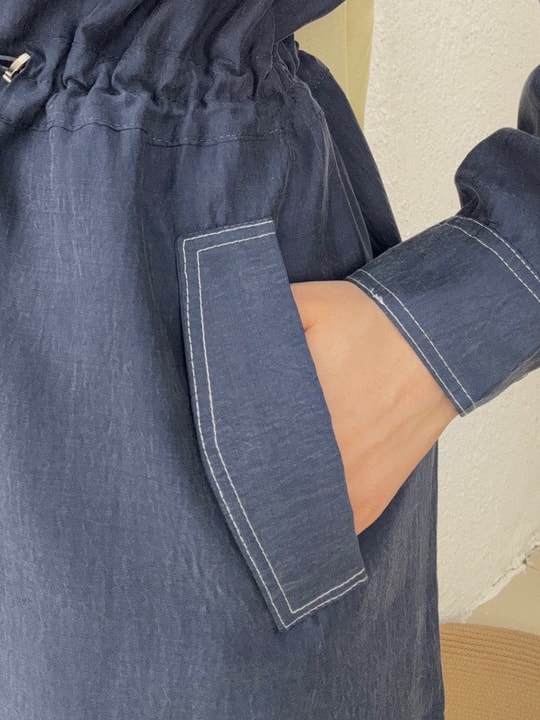 Fazilet Çift Cepli Bolerolu Beli Sıkmalı Pantolonlu Takım-EU3194 Lacivert