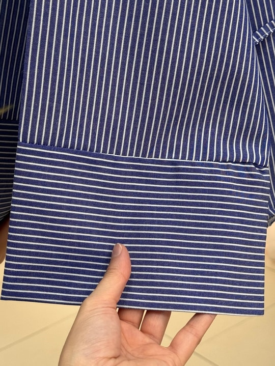 Ferhan Çizgili Altı Asimetrik Bluz-SS13202 Lacivert