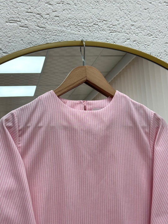 Ferhan Çizgili Altı Asimetrik Bluz-SS13202 Pembe