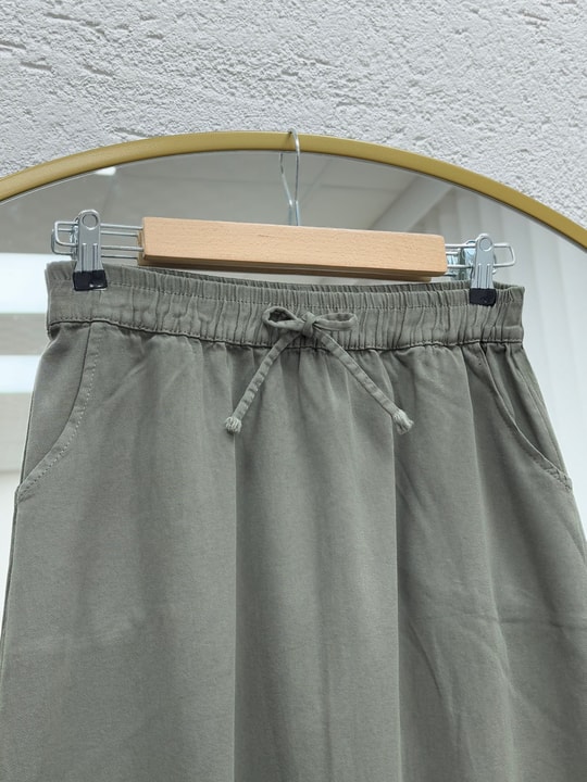 Feyona Altı Püsküllü Gabardin Etek-MA4281 Haki