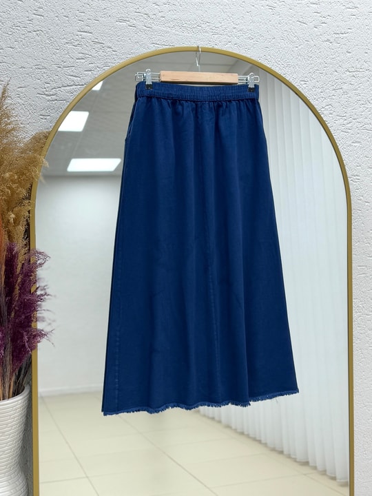 Feyona Altı Püsküllü Gabardin Etek-MA4281 Lacivert