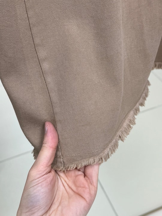 Feyona Altı Püsküllü Gabardin Etek-MA4281 Vizon