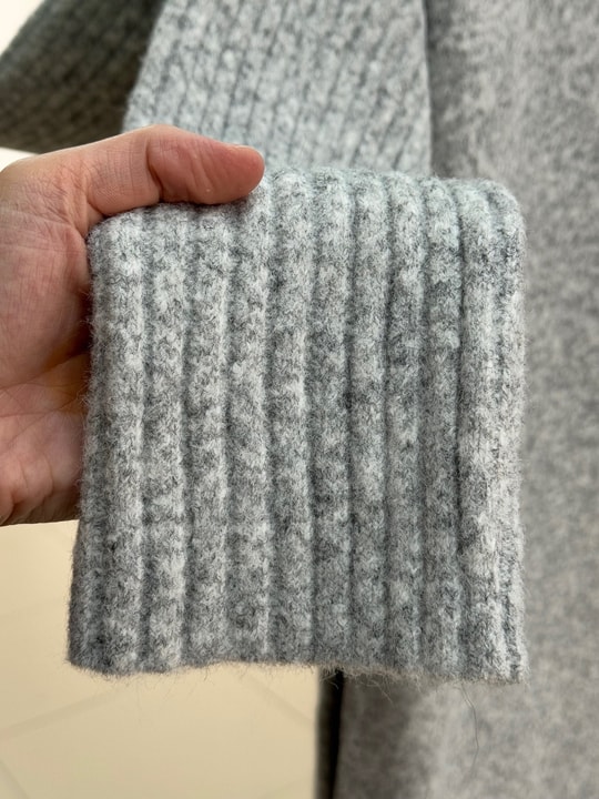 Fionelle Kolu Fitilli Kemerli Triko Elbise-KR5057 Gri