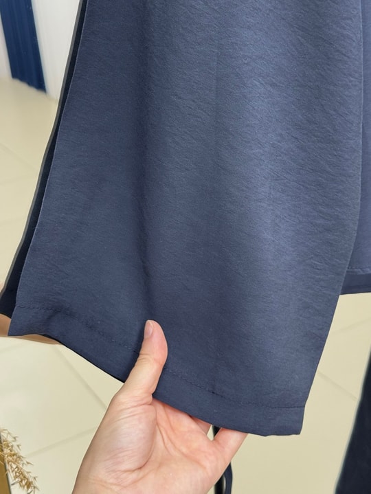 Gülbanu Altı Asimetrik Geniş Kol Pantolonlu Takım-BN4740 Lacivert