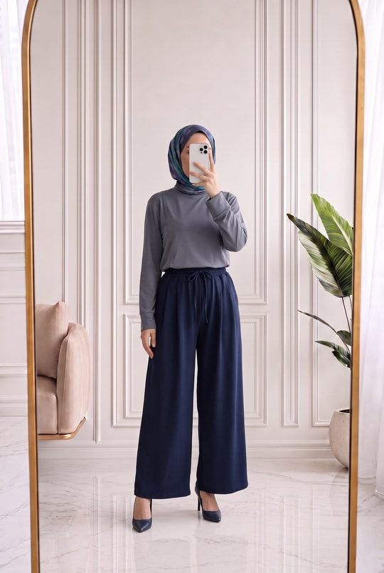Gülçehre Pensli Pantolon-BN4779 Lacivert
