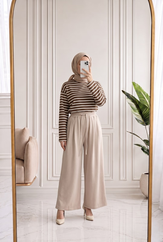 Gülçehre Pensli Pantolon-BN4779 Taş