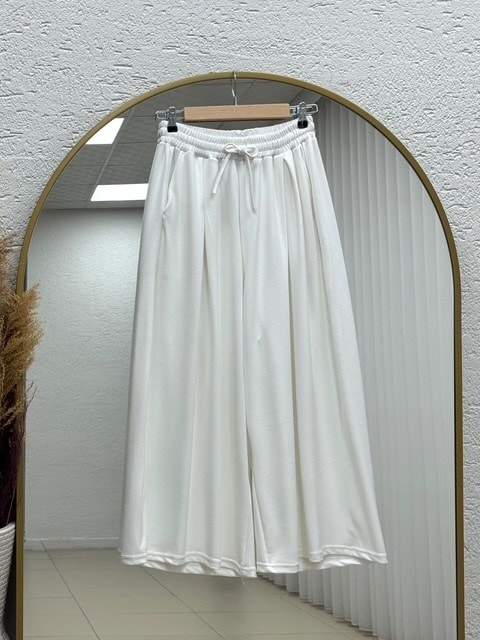 Gülcemal İpli Etek Pantolon-BY5000 Ekru