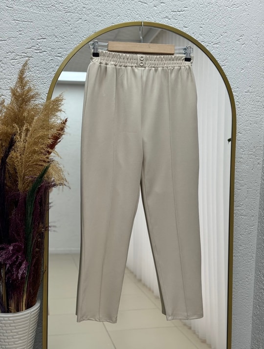 Gülçin Önü Çift Düğme Detaylı Havuç Paça Pantolon-MT5881 Taş