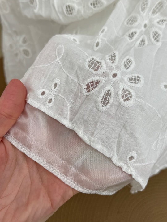 Güler Astarlı Brode Desen Etek-AA4408 Beyaz