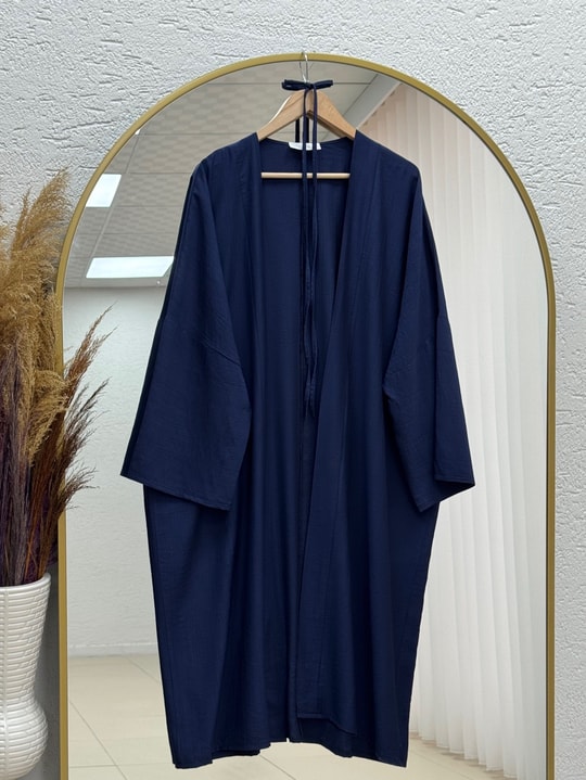 Gülfeza Uzun Çilek Kimono-AS2456 Lacivert