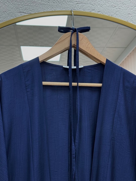 Gülfeza Uzun Çilek Kimono-AS2456 Lacivert